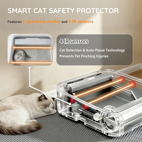 Betulabulo Self Cleaning Cat Litter Tray - Open-Top Design for Multiple Cats, Automatic Litter Box with APP Control, Safety Sensors, Automatic Cleaning, Quiet & Easy Maintenance