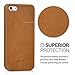 kalibri Case Compatible with Apple iPhone SE (1.Gen 2016) / iPhone 5 / iPhone 5S - Case Smooth Genuine Leather Hard Case Anti Slip Cover - Cognac