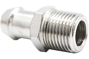 GSKMOTOR Chrome Steel Intake Manifold Heater Hose Threaded Connector 1/2" NPT 5/8 Barb Fitting for SBC BBC Chevy