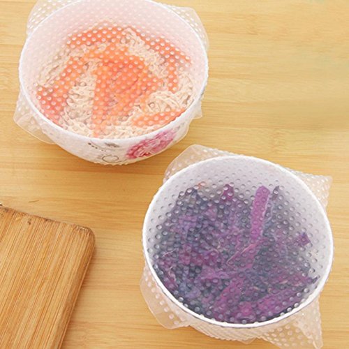 Owill Versatile Silicone Food Wrap Reusable Seal Cover Stretch Fresh Kitchen Tools (L, White)