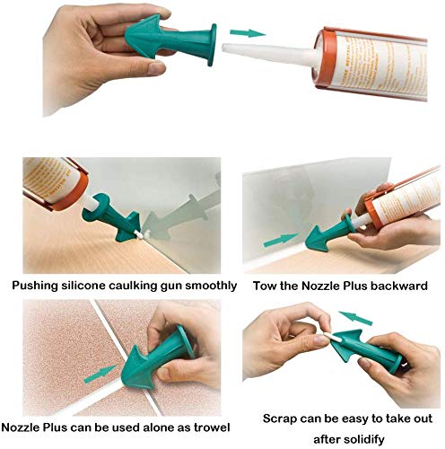 3pcs Nozzle Plus Rubber Caulking Tools, Rubber Caulking Finisher Nozzle,Sealant Nozzle, Caulking Tools Rubber Sealant Finishing Tool Grout Scraper, Great Tools for Kitchen Bathroom Window (Blue) - Thumbnail 3