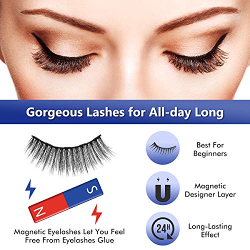 Eyelashes With Eyeliner Kit, Hizek Upgraded 3D