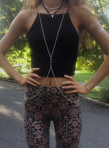 Body Chains for Teens & Women - Trendy Fashion Belly Jewelry Necklace Dresses Up Any Outfit (Silver) - Thumbnail 3