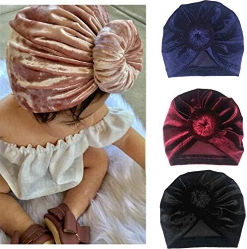 4PCS Baby Knots Turban Headband Hat Kids Girls Velvet Head Wrap Caps Toddler Hair Accessories Hairband