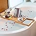 LANGRIA Bathtub Caddy Wood Bamboo Bath Tray with Wine and Book Holder Extending Sides Non-Slip Rubber Base, HIGH-Class, Natural Bamboo Color