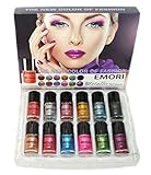 12 Metallic Color Nail Polish Kit (Nail Lacquer) + Remover Pad