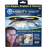 Mighty Sight Magnifying Glasses with LED Light & Travel Case - Great Eyeglasses for Readers, Women, Men, Kids - Use for Close Work or Reading Small Print & Labels - As Seen on TV