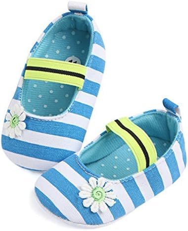 Boy Girl Toddler Floral Striped Cute Anti-Slip Shoes For 0-18M Blue 0-6 Months