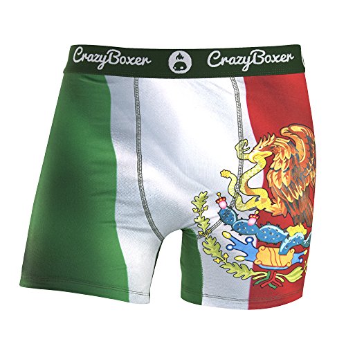 Crazy Boxer Mexican Flag Underwear Boxer Briefs (Large)