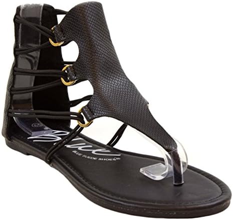 Blue Woman's "Twade-3" Strappy Thong Sandals - BLACK 8.5
