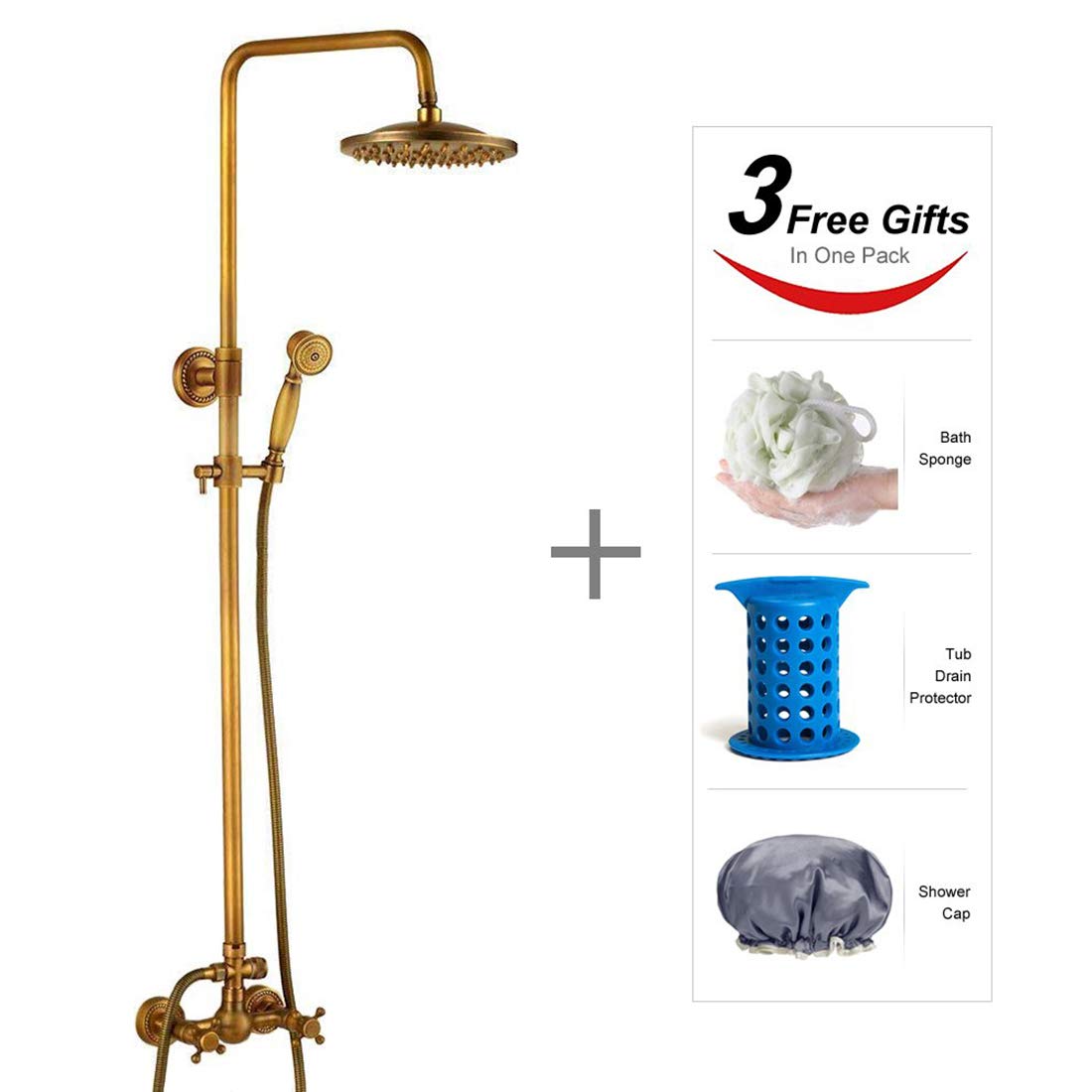 Antique Brass Bathroom Shower Faucet Set Brushed Gold Shower Fixture 8