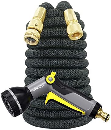 Vhccirt Garden Hose Pipe Expandable Water Hose 150ft 45m Flexible Magic Hose Pipes Reel Solid Brass Connectors with 9 Function Spray