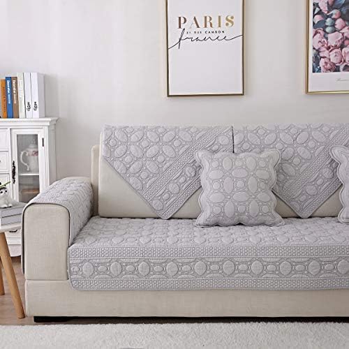 Sofa Cover For L Shape Sofa Slipcover Pet Protector 1-Piece Anti-Slip Machine Washable Furniture Protector,Gray,1piece90*70cm