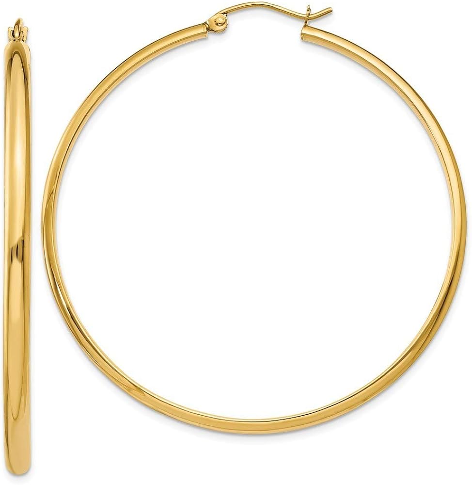 14ct Yellow Gold Hinged post Polished Hoop Earrings Measures 50x50mm