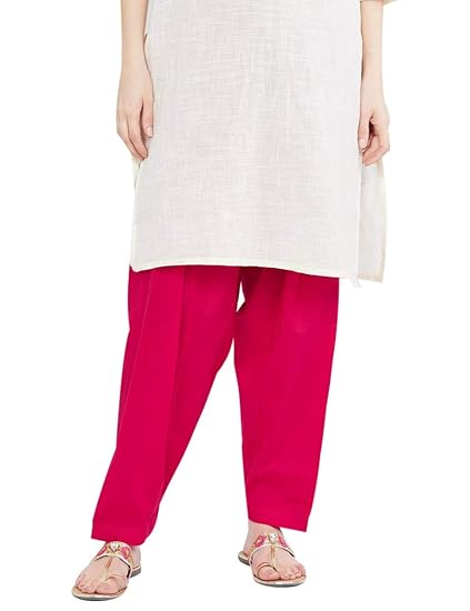 Women's cotton salwar Bottom (NOOSWCSFUFUCHSIA_ Fuchsia_ Large)