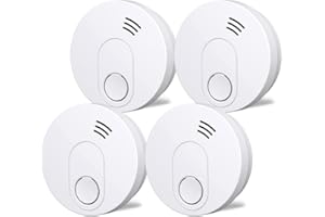 Andyssey Smoke Detector, 10 Year Battery Operated Smoke Alarm with LED Indicator, UL Listed Photoelectric Fire Alarm Smoke Detector with Test & Silence Button for Home, 4 Packs