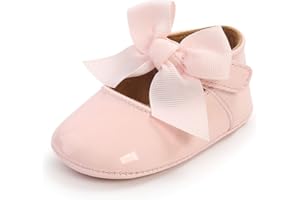 CLOUCKY Baby Girls Cute Pu Leather Rubber Sole Flats Mary Jane Dress Shoes Infant Toddler First Walkers