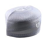 Alwee ALW004 Men's Muslim Prayer Hat Kufi Headware Skull Cap Islam Ramadan Eid Gift (23 inch (58.5 cm.), White)