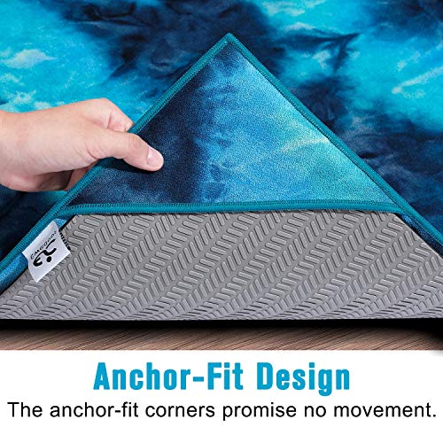 image for Ewedoos Yoga Towel with Anchor Fit Corners, 100% Microfiber Non Slip Y