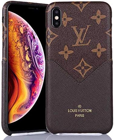 Drinklover Cover Compatible iPhone Xs Max Wallet Case with Card Holder, Practical Card Holder, PU Leather Elegant Luxury Monogram Pattern Classic Style