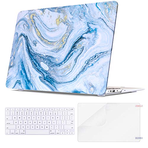 MacBook Air 13 Inch Case, TeenGrow Rubberized Plastic Protective Hard Laptop Case Shell with Keyboard Cover & Screen Protector for Mac Air 13" (Model: A1369/A1466), Blue River Sand