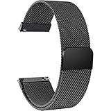 6 Colors for Quick Release Watch Strap, Fullmosa Milanese Magnetic Closure Stainless Steel Watch Band Replacement Strap for 22mm Black