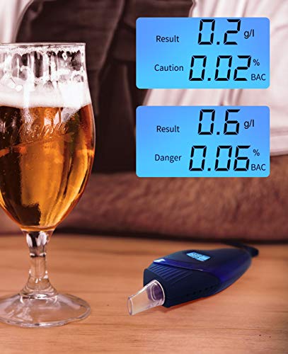 MELORIY Upgrade Alkoholtester Polizeigenau - Promille-Tester Alkomat mit 11 Mundstücke und 1 Stofftasche