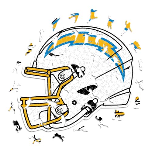 Iconic Puzzles - Los Angeles Chargers Helmet, Wooden Puzzle officially licensed NFL, 100% sustainable, Gift for Adults and Children, size M, 270 Pcs