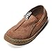 Tezoo Slip-On Walking Shoes, Suede Pure Color Slip On Stitching Flat Soft Shoes for Women Dark Brown US 9