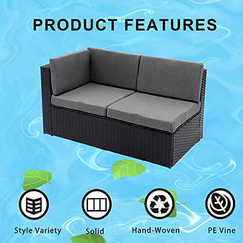 4 Pieces L Shaped Outdoor Furniture Patio Sectional Wicker Rattan Garden Corner Sofa Couch Set