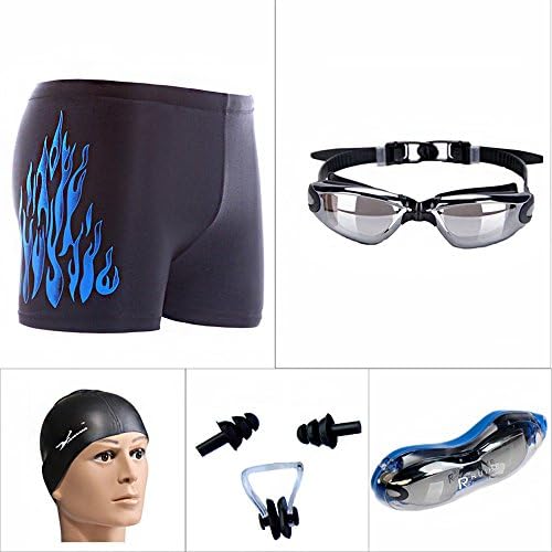 Swim Goggles + Swim Caps + Nose Clip + Earplugs + Bathing trunks, SiFree NO Hurt Nose NO Leaking Anti Fog UV Protection Swimming Glasses &amp; Swim Gear for Men