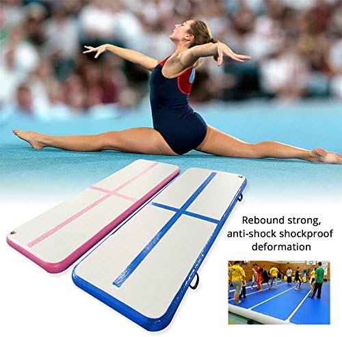 Rifrani Color Inflatable GYM Mat Home Air Floor Inflatable Tumbling Mat for Gymnastics Inflatable Air Track (Blue, 9.84ft3.28ft0.33ft)