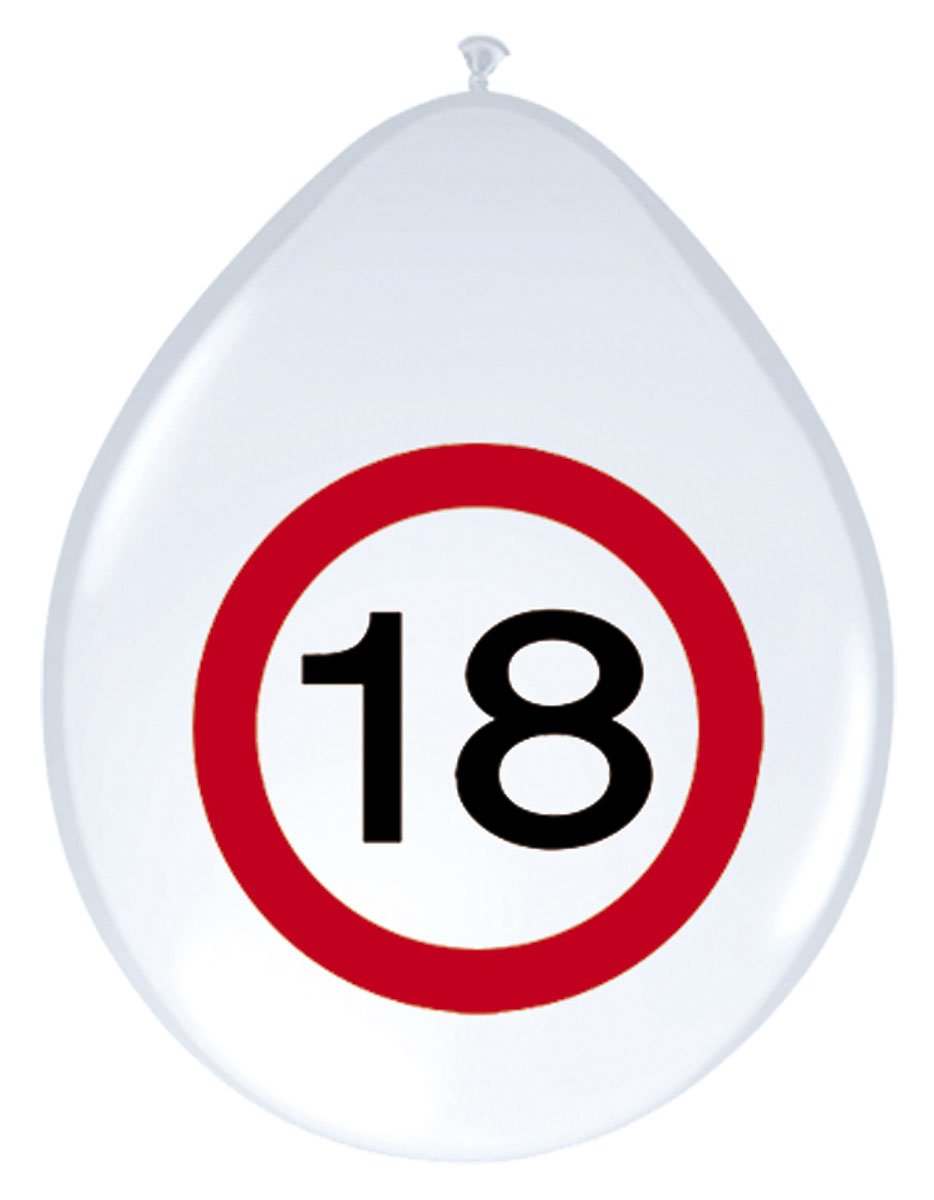 Folat - Traffic Sign Birthday Balloons 18 years - 12In / 30cm - 8 pieces — image 1