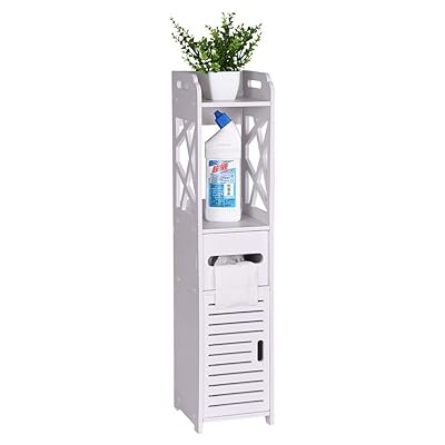 Fullyday Slim Bathroom Storage Cabinet with Toilet Paper Holder
