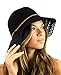 NYFASHION101 Open Knit Brown Braided Trim Vented Cotton Beach Sun Hat - Black