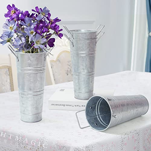 Notakia Galvanized Metal Vases Farmhouse French Bucket Flower Vases 9