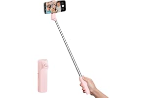 SUPEDESK Selfie Stick for iPhone, Extended Portable Selfie Stick, Wireless Remote, Adujustable, Compact Phone Holder for Photograph, Video Recording, Streaming (Pink)