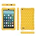 Fintie Silicone Case for All-New Amazon Fire 7 Tablet (7th Generation, 2017 Release) - [Honey Comb Upgraded Version] [Kids Friendly] Light Weight [Anti Slip] Shock Proof Protective Cover, Yellow