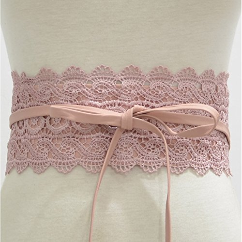 CoCocina Women'S Soft Pu Wrap Around Obi Waist Band Cinch Boho Belt - Pink