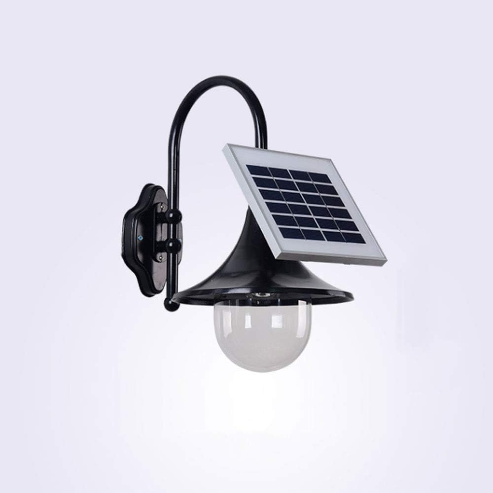 LifeX High Efficiency Solar Panel LED Solar Lights American Country Black Security Wall Lantern Waterproof Solar Powered Outdoor Rainproof Wall Lamp Sconce with Acrylic Shade (Color : White Light)