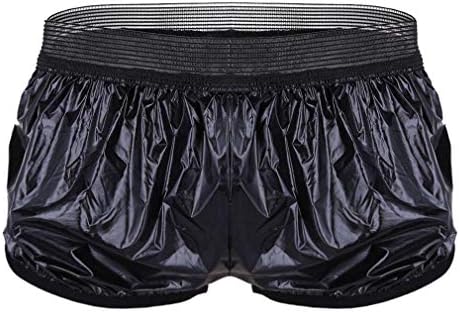 Mens Summer Party Swimsuit Shorts Lightweight Faux Leather Boxer Shorts Trunk Wet Look Lounge Sun Bathing