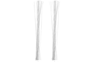 FENICAL 100pcs White Floral Wire Stems for Crafts 24 Gauge 40cm Long Flexible Florist Wire for DIY Flower
