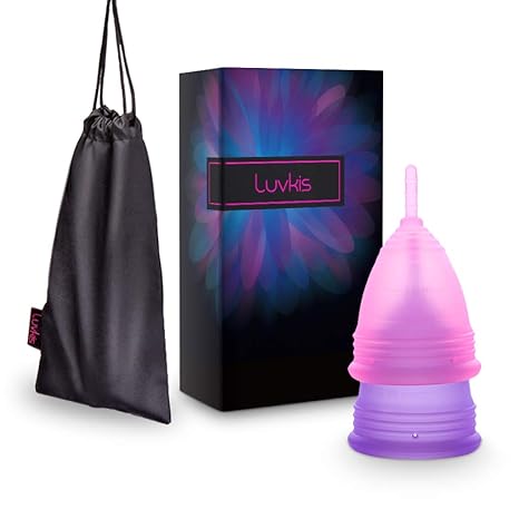 Luvkis - L Menstruationstasse Set mit Beutel, aus medizinischem Silikon, Wiederverwendbare Menstruationskappe