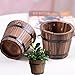 Vtete 2 Pcs Rustic Succulent Small Planter Box Wood Barrels Flower Pot Plant Container Box for 2 Different Sizes