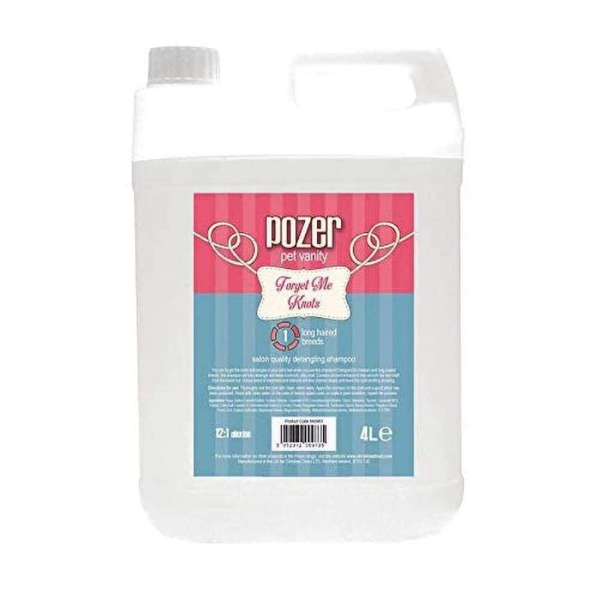 Pozer Forget Me Knots Dog Shampoo - Detangling Shampoo for Dogs - Effectively Removes Knots & Tangles - Designed for Medium & Long Coated Breeds - Helps to Detangle & Leaves a Smooth Coat, 4 Litre