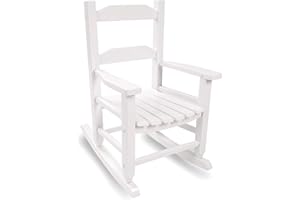 HNGILKOO Toddler Rocking Chair Kids Wooden Indoor for Comfy Recliner Rocker for Baby Children Ages 3-6 Outdoor Lounge Chair Girls Playroom Christmas Gift White