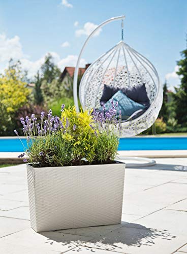 Hoher Blumenkasten Terrasse Balkon Kasten Pflanz Blumen Kübel Gefäß Kunststoff weiß – Bild 3