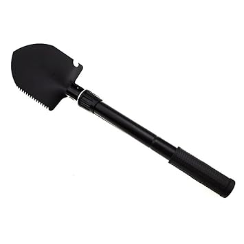 EDTara Military Foldable Shovel and Pick with Compass Multifunctional Outdoor Tool with Hanging Carry Pouch Suitable for Camping Hiking Backpacking Gardening