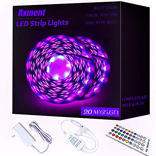 [65.6ft /20m] RGB LED Strip Lights Ultra-Long Color Changing Light Strip with Remote, 600LEDs Bright LED Lights, DIY Color Options Tape Lights with ETL Listed Adapter for Bedroom Ceiling Under Cabinet