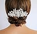 SWEETV Flower Wedding Hair Comb Ivory Pearl Clip,Bridal Hair Piece Women Hair Accessories for Brides